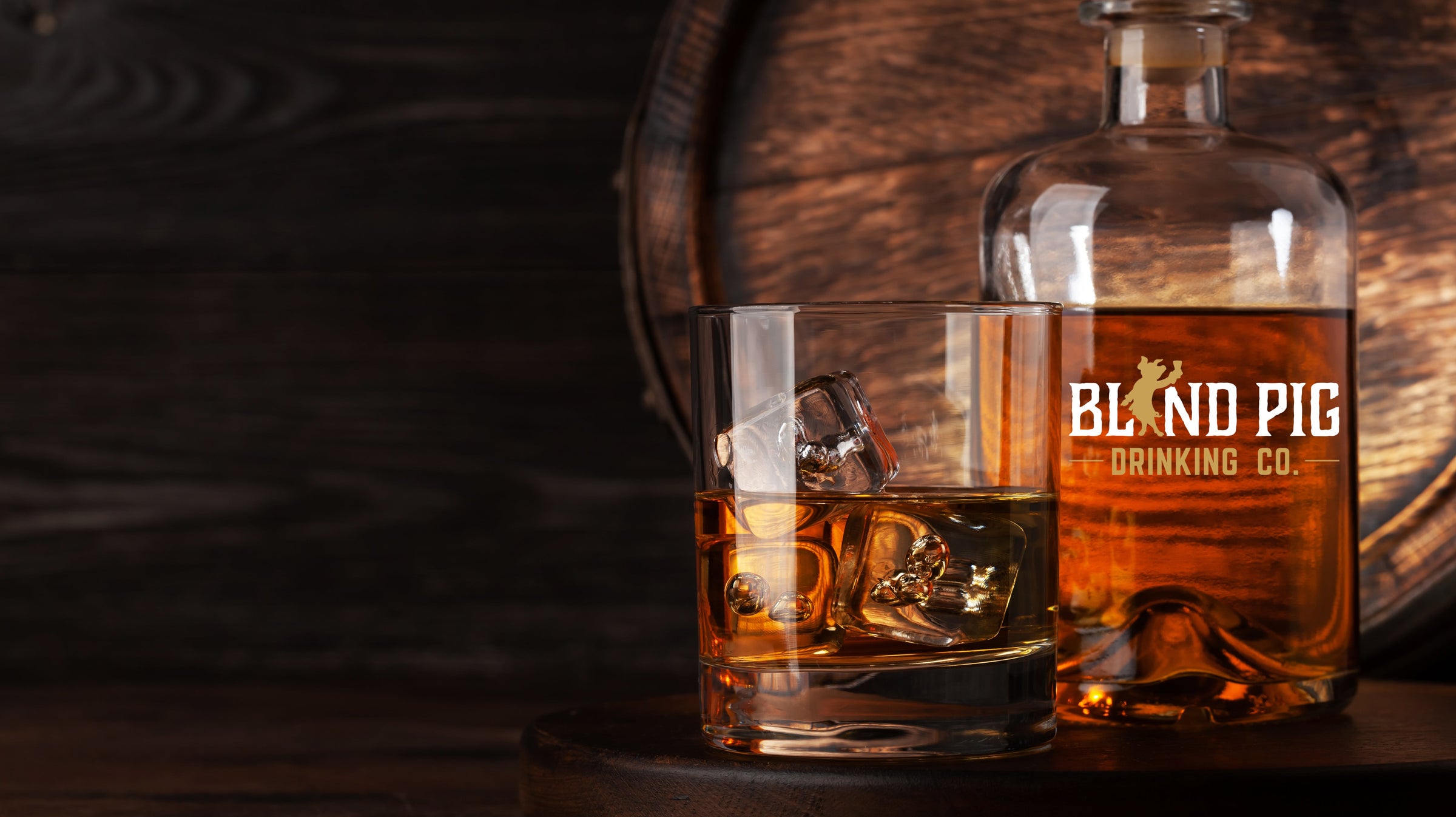 Whiskey Aging Barrel with Rocks Glass | Blind Pig Drinking Co.