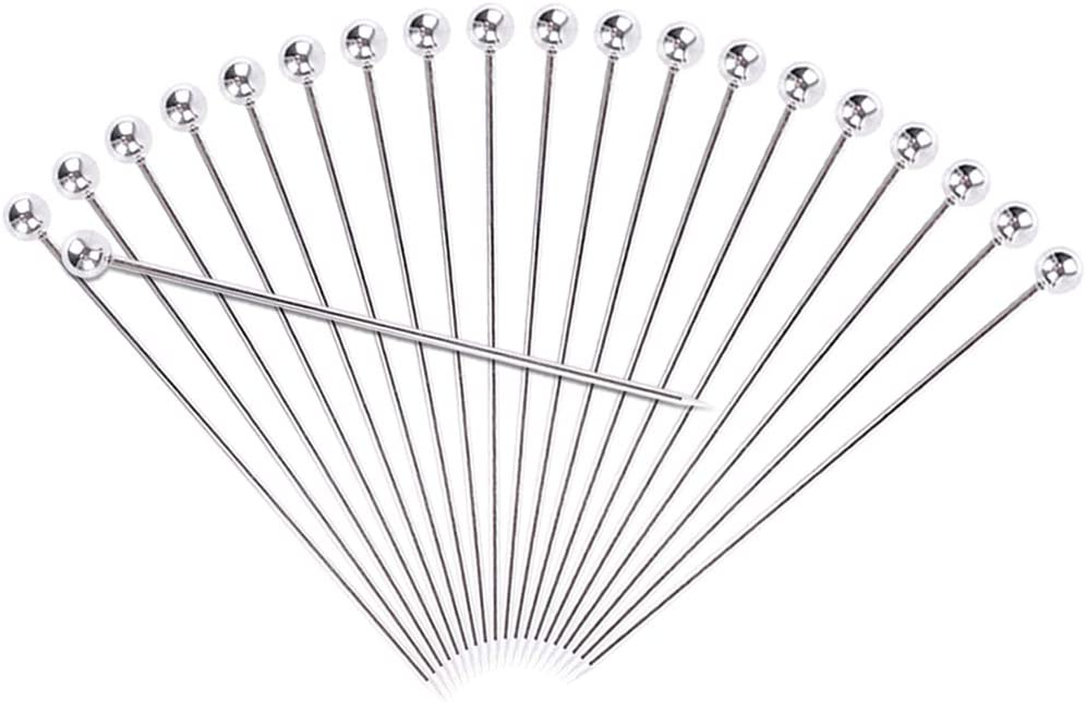 18 Piece Stainless Steel Round Head Cocktail Picks in a Velvet Gift Bag - Blind Pig Drinking Co.