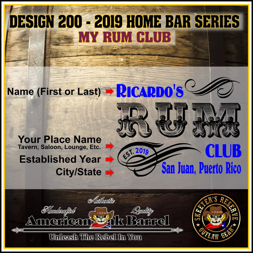 My Rum Club (200) - Personalized American Oak Rum Aging Barrel