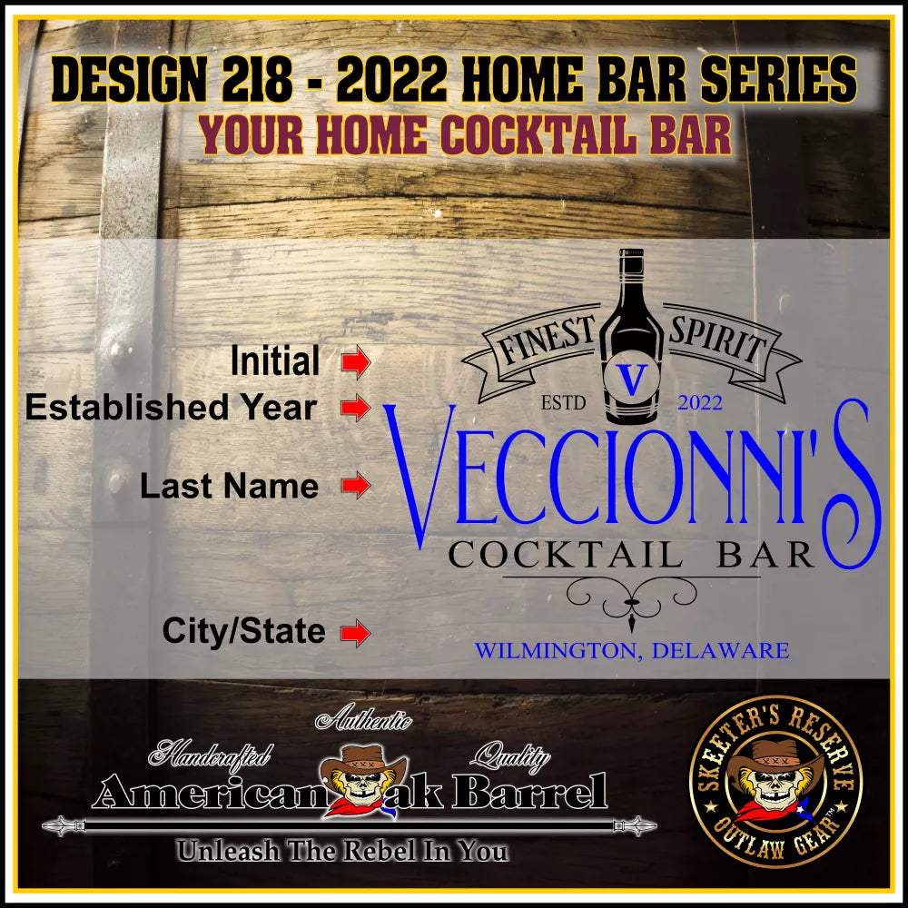 My Cocktail Bar (218) - Personalized American Oak Cocktail Aging Barrel