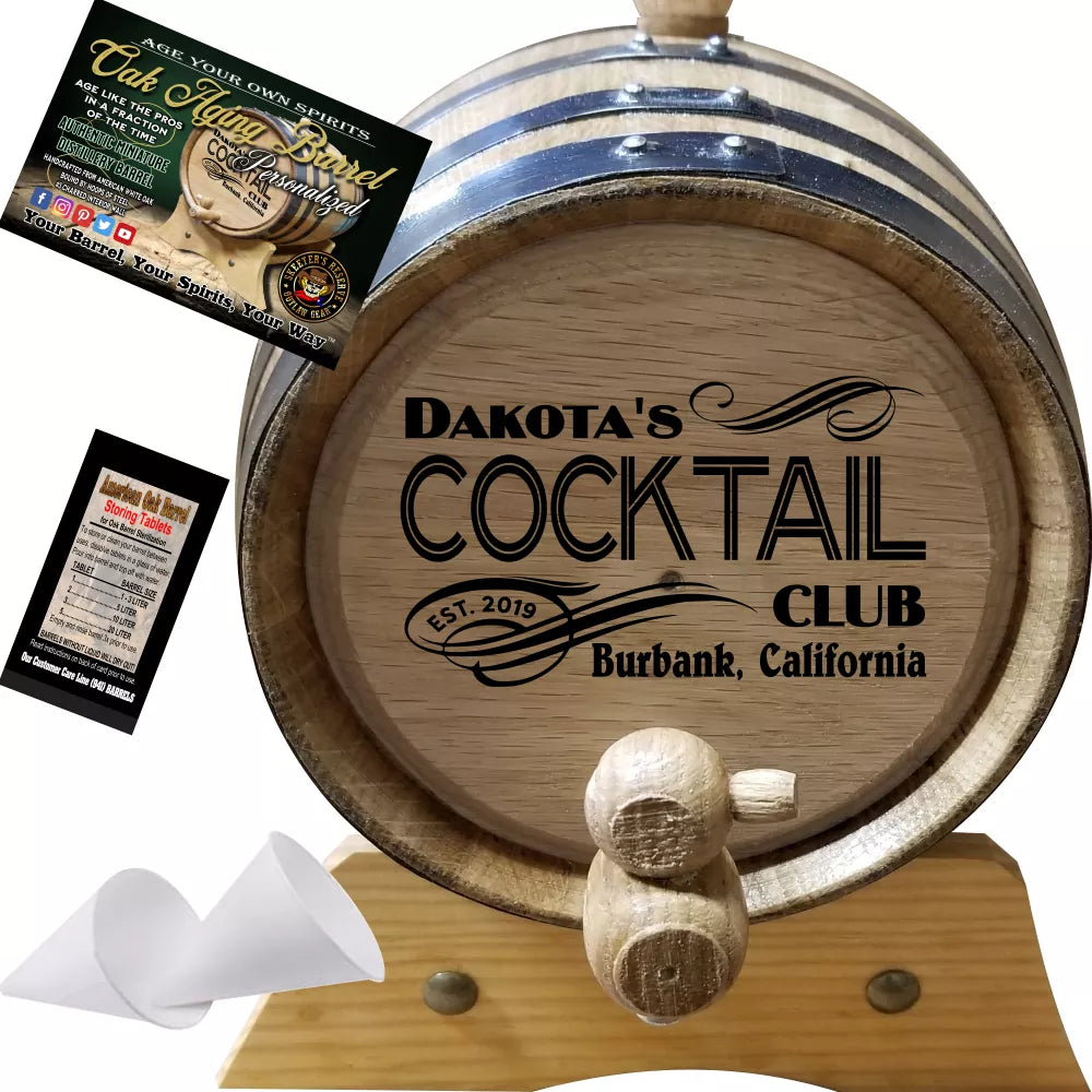 My Cocktail Club (208) - Personalized American Oak Cocktail Aging Barrel