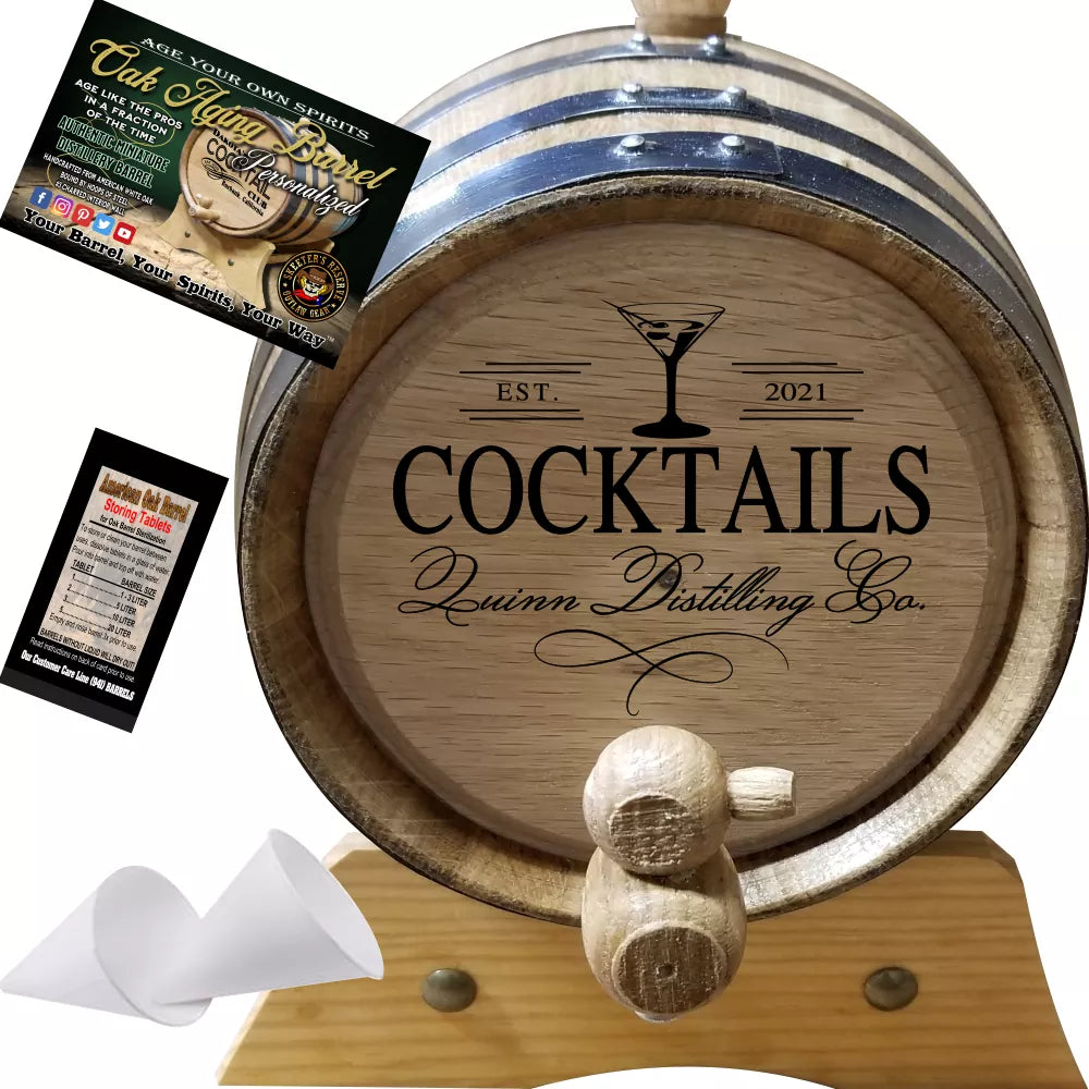 Your Cocktails Distilling Co. (408) - Personalized American Oak Cocktails Aging Barrel