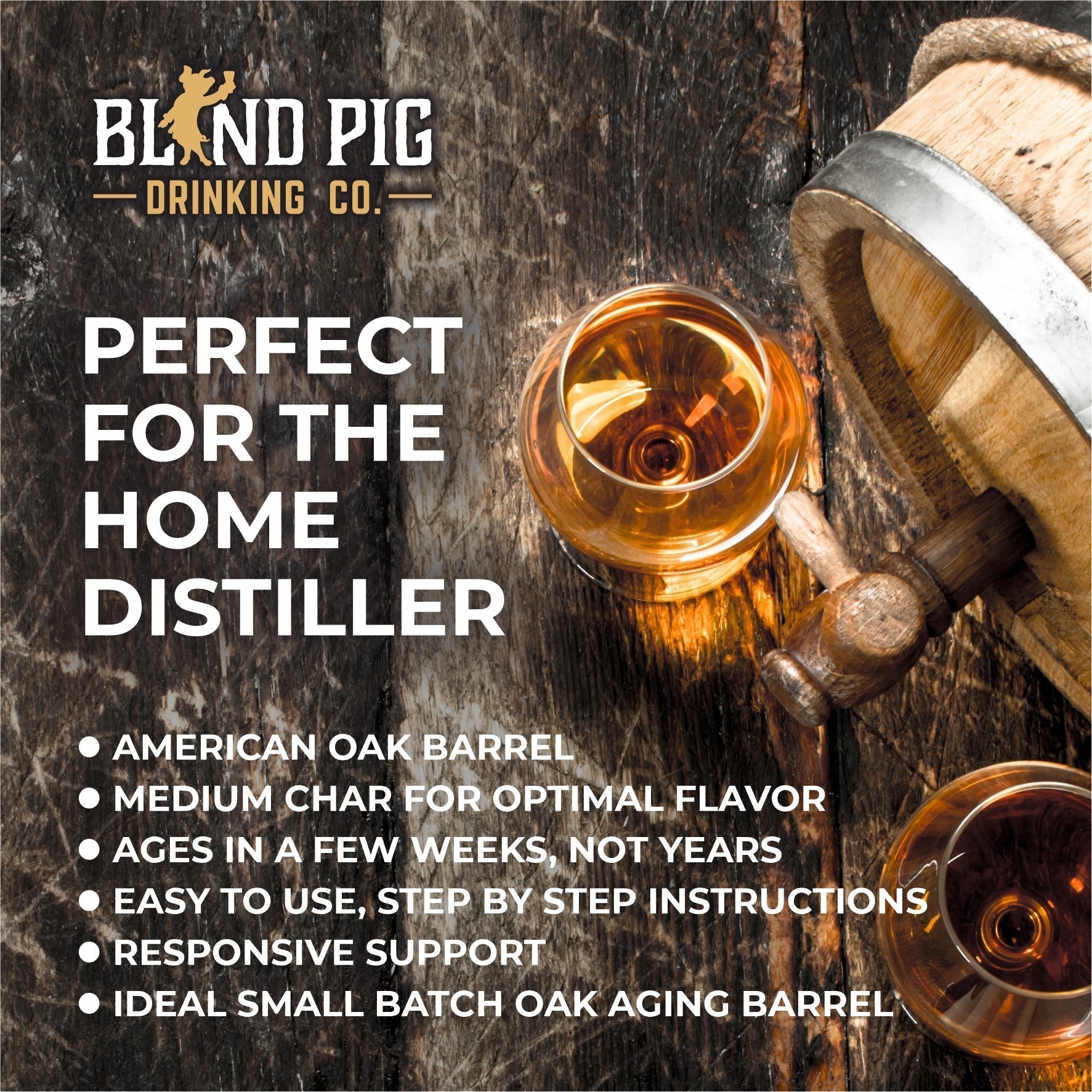 Hooch Kit Oak Aging Barrel Kit | Personalized Small Whiskey Oak Barrel with Split Monogram - Blind Pig Drinking Co.