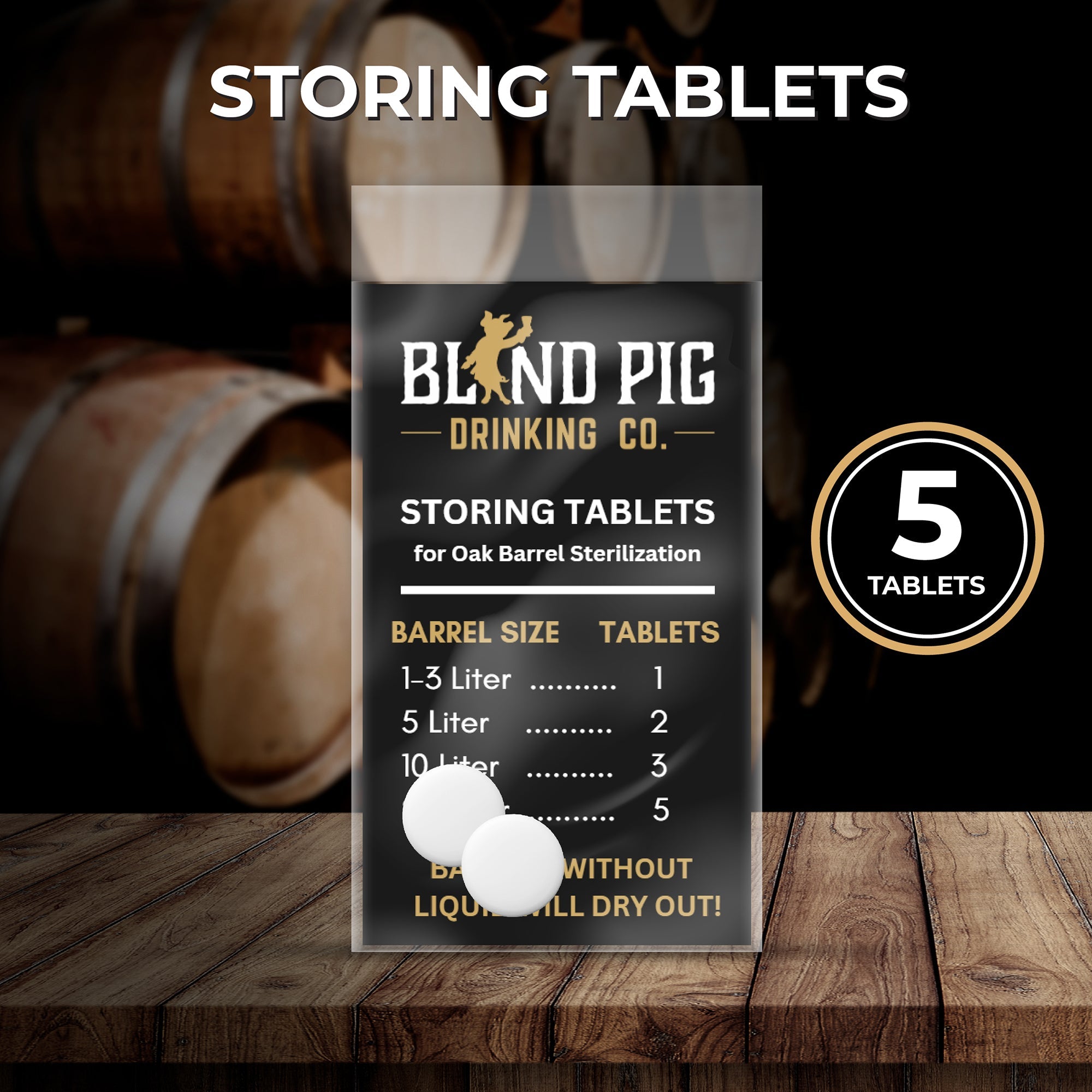 Oak Barrel Storing Tablets for Sterilization and Storage | Blind Pig Drinking Co. - Blind Pig Drinking Co.