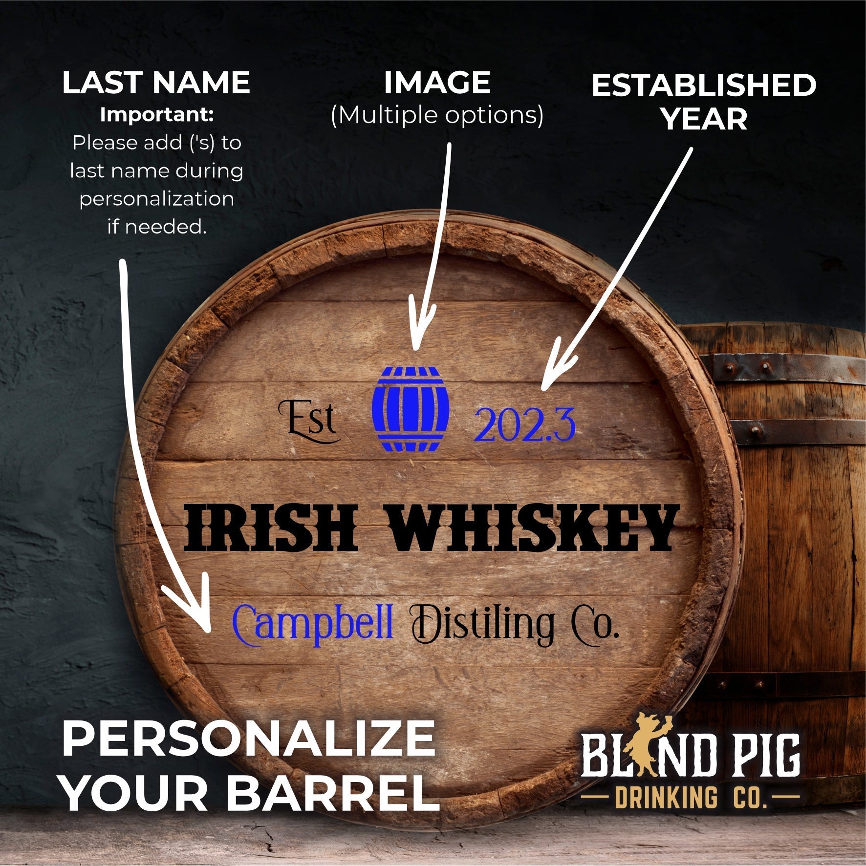 Personalized Irish Whiskey Barrel + Irish Whiskey Making Kit | The Home Distiller's Choice for DIY Spirits| Distilling Co. Series - Blind Pig Drinking Co.