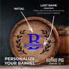 Personalized Small Oak Barrel for Aging Cocktails - Wreath Monogram - Blind Pig Drinking Co.