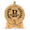 Personalized Small Oak Barrel for Aging Cocktails - Wreath Monogram - Blind Pig Drinking Co.