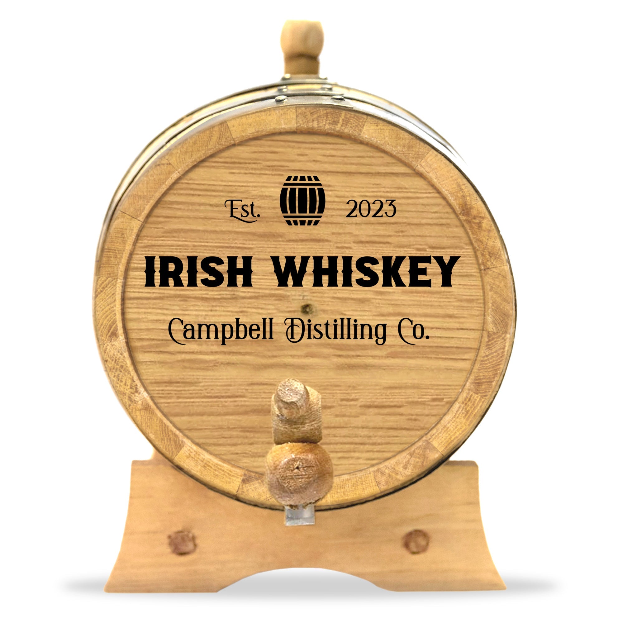 Personalized Small Oak Irish Whiskey Barrel for Aging Cocktails - Blind Pig Drinking Co.