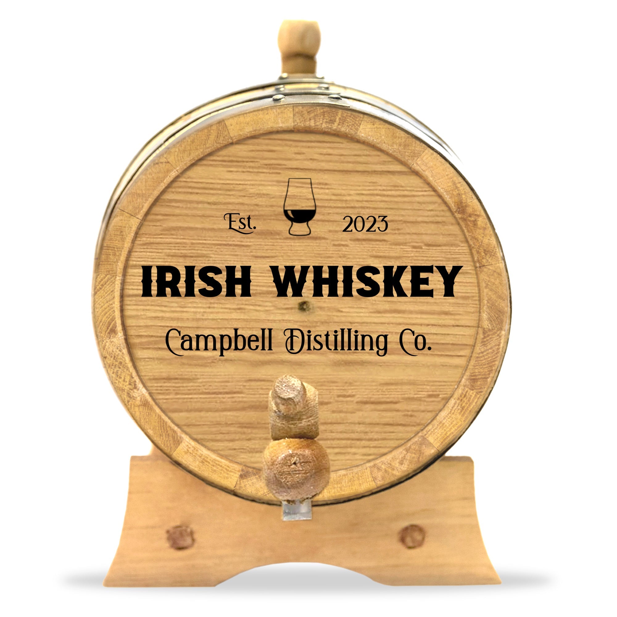 Personalized Small Oak Irish Whiskey Barrel for Aging Cocktails - Blind Pig Drinking Co.