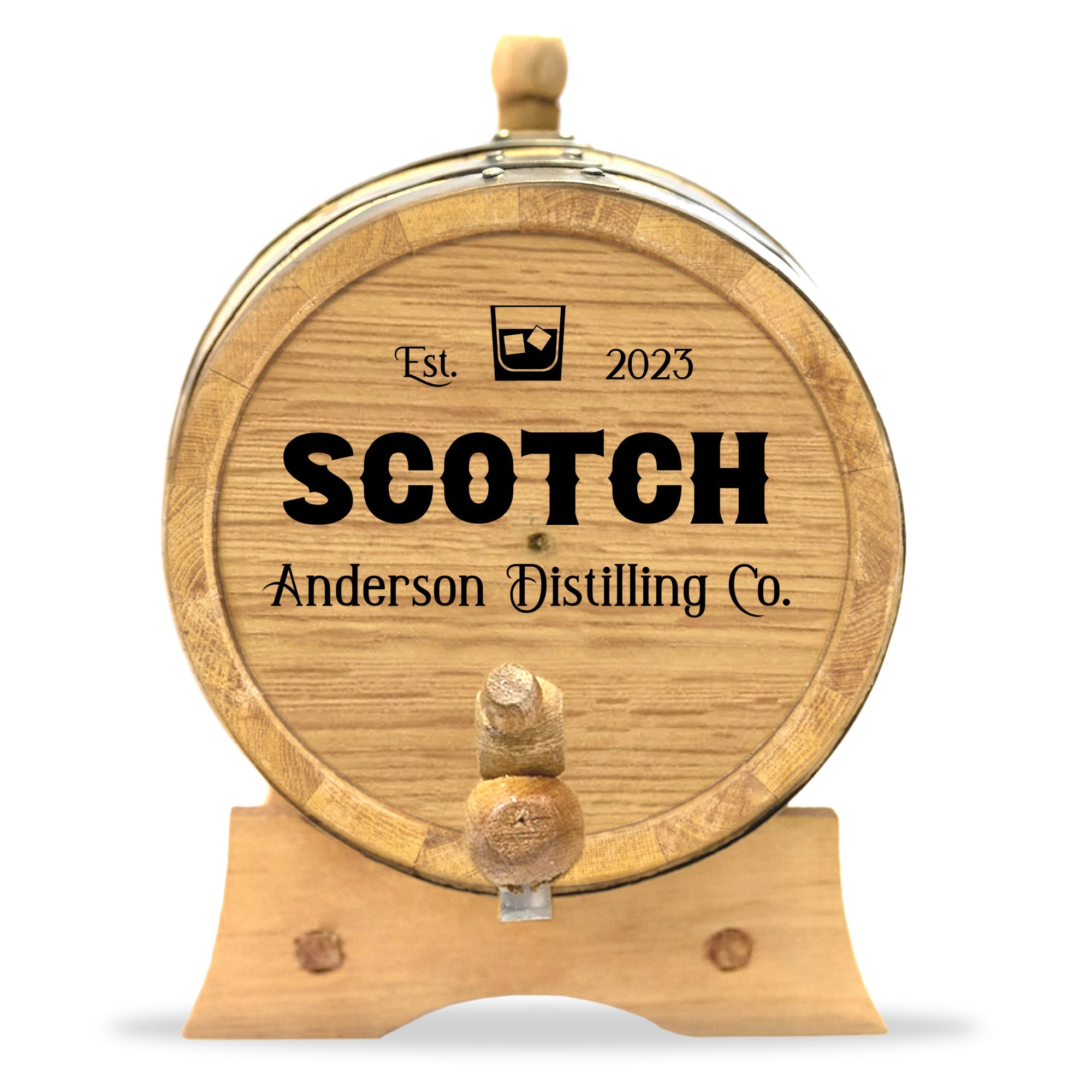 Personalized Small Oak Scotch Barrel for Aging Cocktails - Blind Pig Drinking Co.