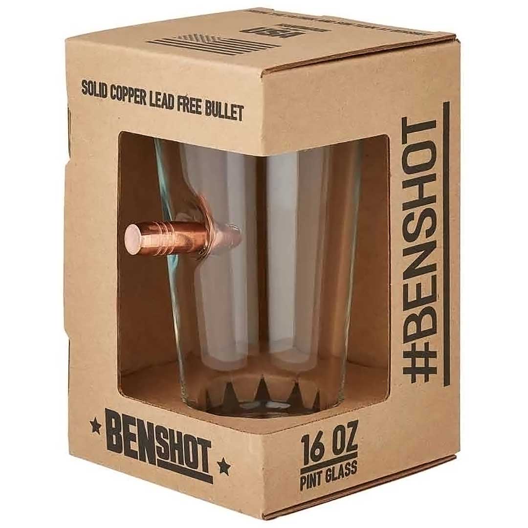 Pint Glass with Bullet - 16oz | BenShot - Blind Pig Drinking Co.