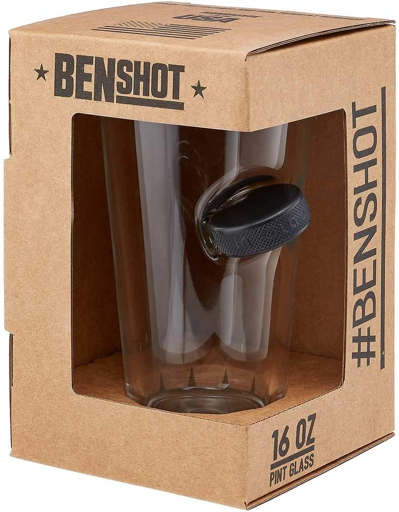 SlapShot™ Hockey Puck Pint Glass - 16oz | BenShot - Blind Pig Drinking Co.